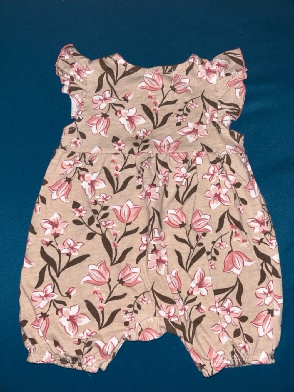 Nannette Pink & Beige Floral Snap Romper
